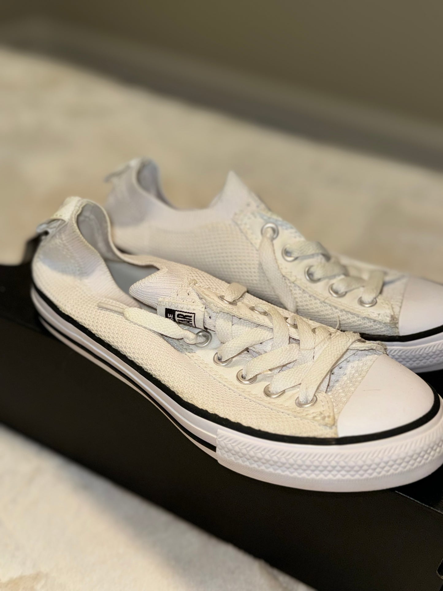 Converse AllStar - White w/ Black Trim - Size 2